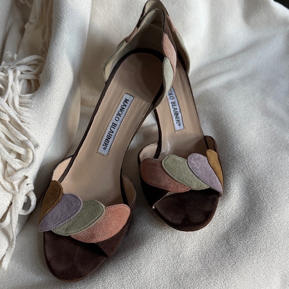 Manolo Blahnik Shoes - Manolo Blahnik Brown and Tan Open-Toe Heels